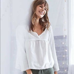 Aerie Grey Peasant Top